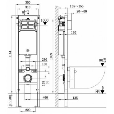 Комплект WeltWasser WW Salzbach 043 GL-BL Amberg 350 RD CR