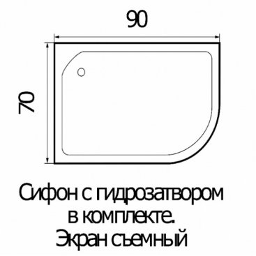 Душевой поддон Wemor 90/70/24 L