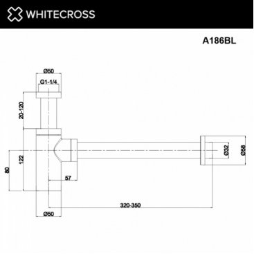 Сифон для умывальника декоративный Whitecross A186BL черный мат