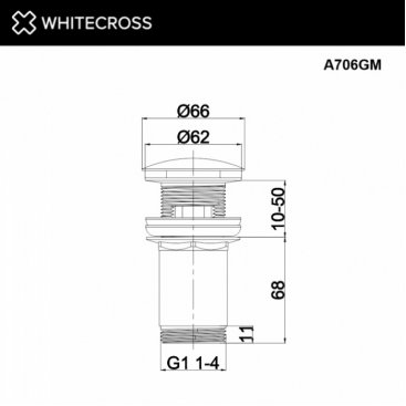 Донный клапан Whitecross A706GM для умывальника, клик-клак оружейная сталь
