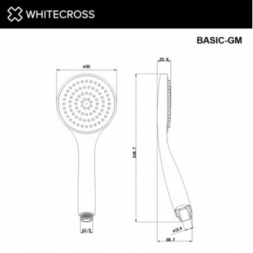 Душевая лейка Whitecross BASIC-GM оружейная сталь