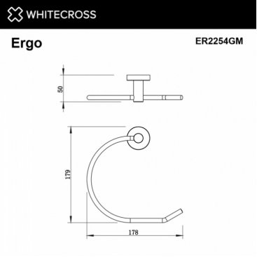 Кольцо для полотенца Whitecross Ergo ER2254GM оружейная сталь