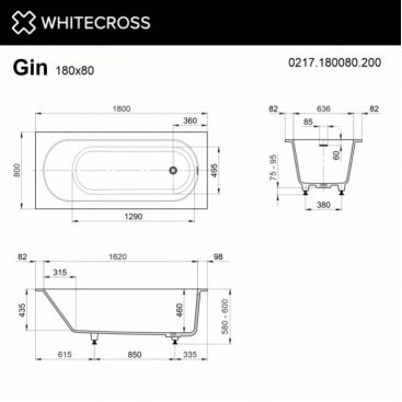 Ванна Whitecross Gin 180x80