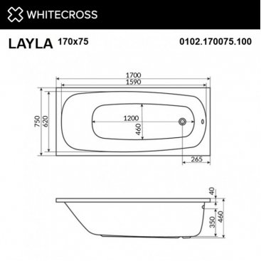 Ванна Whitecross Layla 170x75