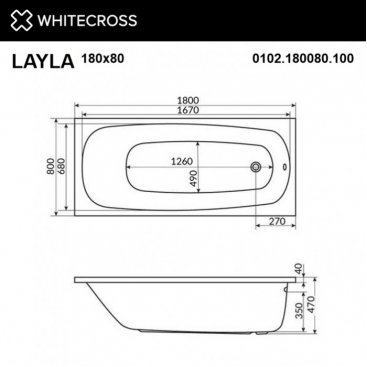 Ванна Whitecross Layla 180x80