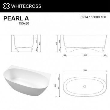 Ванна Whitecross Pearl A 0214.155080.20100 155x80