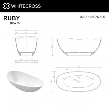 Ванна Whitecross Ruby 0202.165075.200 165x75