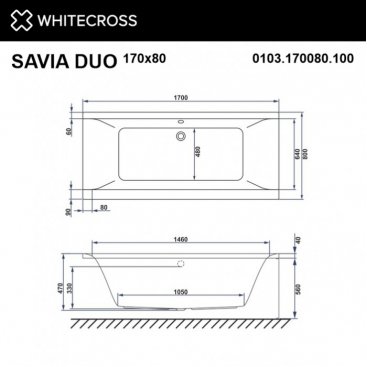 Ванна Whitecross Savia Duo Nano 170x80 хром