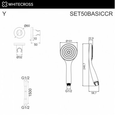 Душевой гарнитур Whitecross SET50BASICCR хром