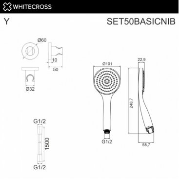 Душевой гарнитур Whitecross SET50BASICNIB брашированный никель