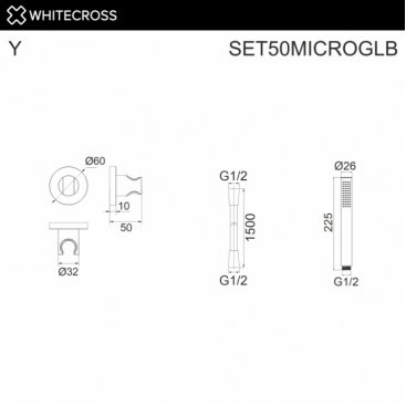 Душевой гарнитур Whitecross SET50MICROGLB брашированное золото