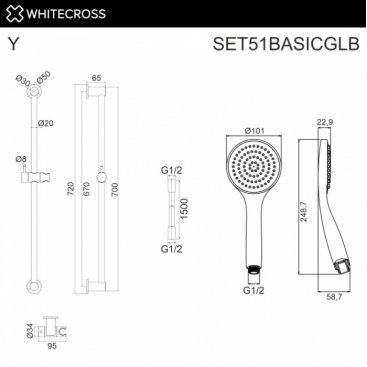 Душевой гарнитур Whitecross SET51BASICGLB брашированное золото