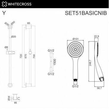 Душевой гарнитур Whitecross SET51BASICNIB брашированный никель