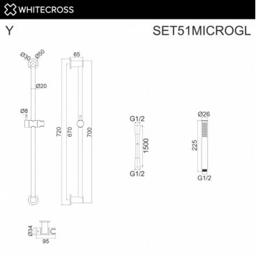 Душевой гарнитур Whitecross SET51MICROGL золото