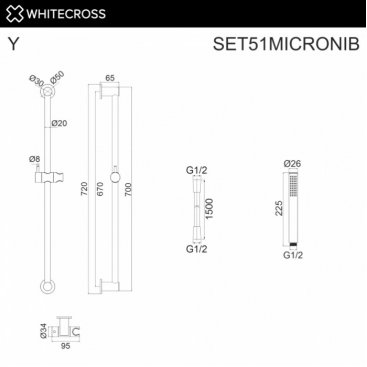 Душевой гарнитур Whitecross SET51MICRONIB брашированный никель