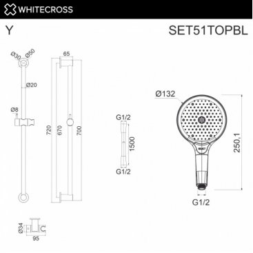Душевой гарнитур Whitecross SET51TOPBL черный матовый