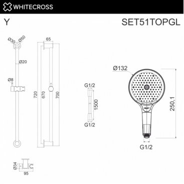 Душевой гарнитур Whitecross SET51TOPGL золото