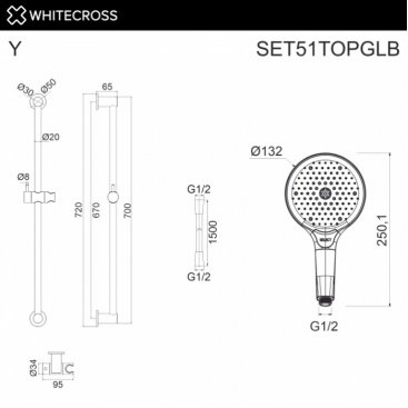 Душевой гарнитур Whitecross SET51TOPGLB брашированное золото