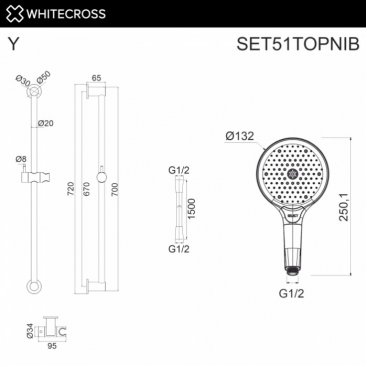 Душевой гарнитур Whitecross SET51TOPNIB брашированный никель