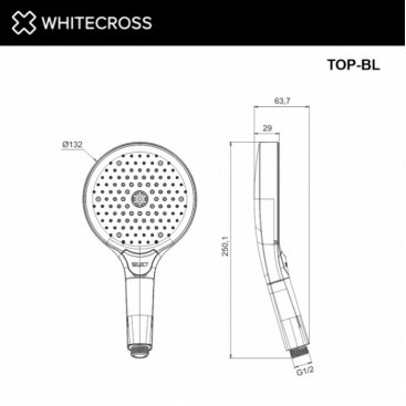 Душевая лейка Whitecross TOP-BL черный матовый