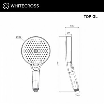 Душевая лейка Whitecross TOP-GL золото