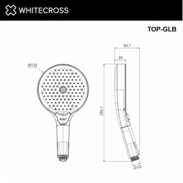 Душевая лейка Whitecross TOP-GLB брашированное золото