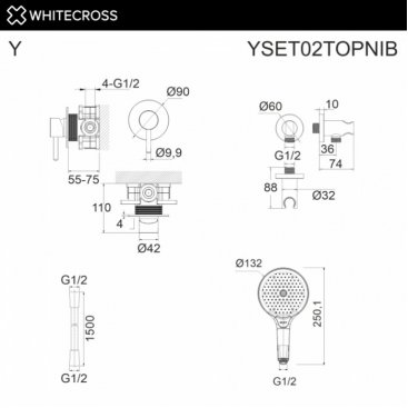 Душевая система Whitecross Y YSET02TOPNIB брашированный никель