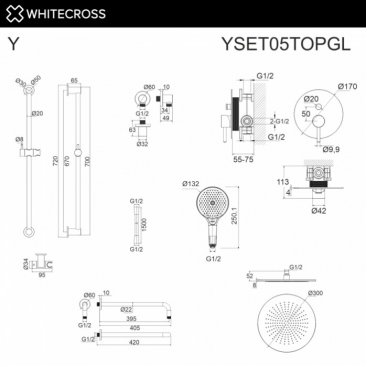 Душевая система Whitecross Y YSET05TOPGL золото
