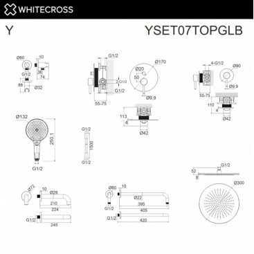 Душевая система Whitecross Y YSET07TOPGLB брашированное золото