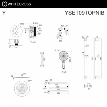 Душевая система Whitecross Y YSET09TOPNIB брашированный никель