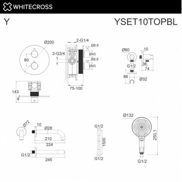 Душевая система Whitecross Y YSET10TOPBL черный матовый