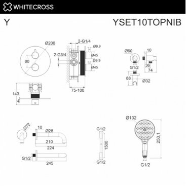 Душевая система Whitecross Y YSET10TOPNIB брашированный никель