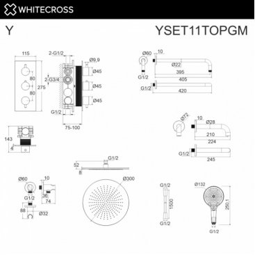 Душевая система Whitecross Y YSET11TOPGM оружейная сталь