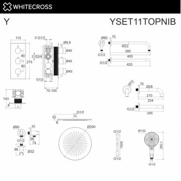 Душевая система Whitecross Y YSET11TOPNIB брашированный никель