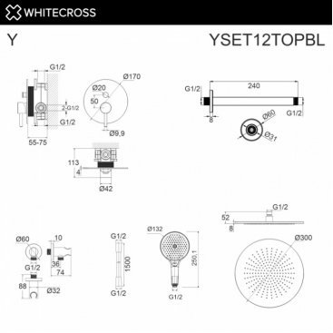 Душевая система Whitecross Y YSET12TOPBL черный матовый