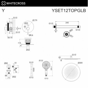 Душевая система Whitecross Y YSET12TOPGLB брашированное золото