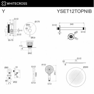 Душевая система Whitecross Y YSET12TOPNIB брашированный никель