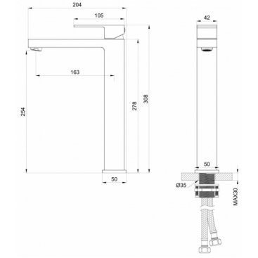 Смеситель для раковины Wonzon&Woghand Cube WW-88239016-MB